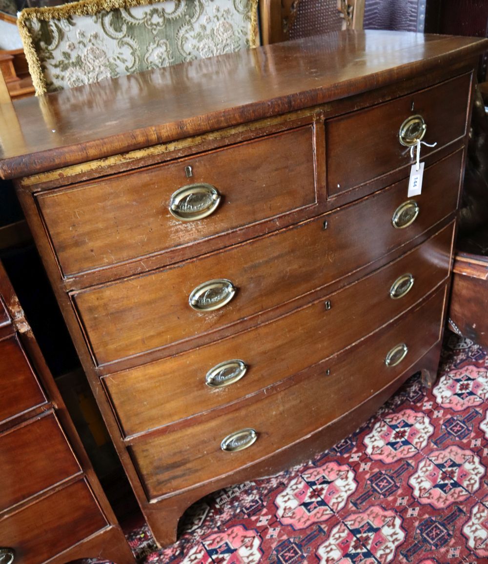 A Regency mahogany bowfront chest, width 100cm depth 51cm height 102cm